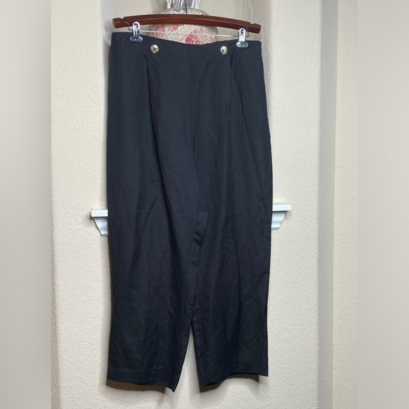 KARL LAGERFELD PARIS Women's Linen Blend Cropped Pants Size 14 - Picture 2 of 11